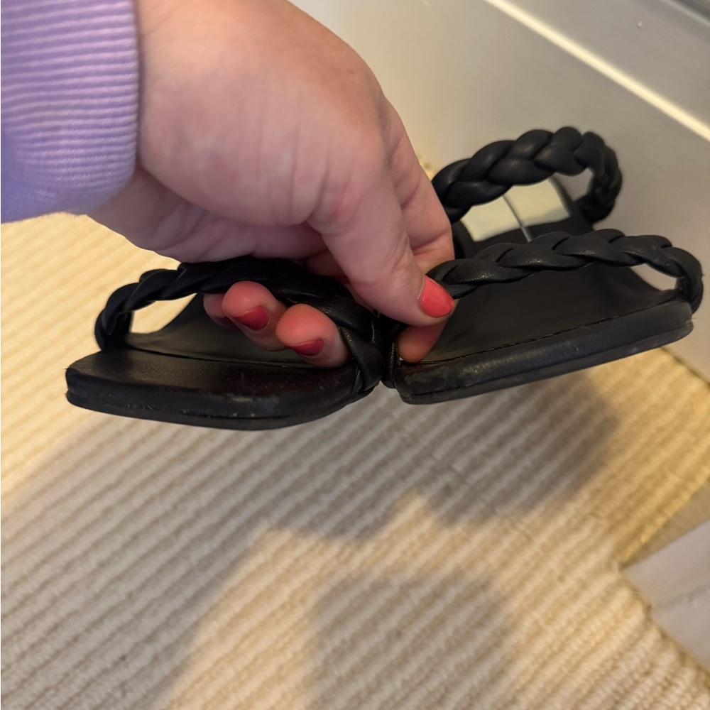 Dolce Vita 7 Nairi Block Heel Braided Strap Sandals Black Leather - Picture 5 of 11